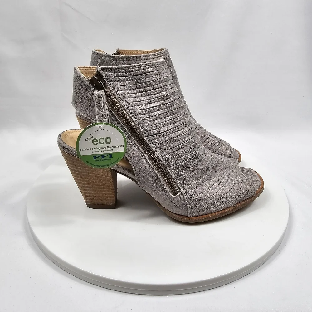 NWT Paul Green Peep Toe Leather Booties Eco Fit Austria UK 3 EU 36 Taupe Comfort